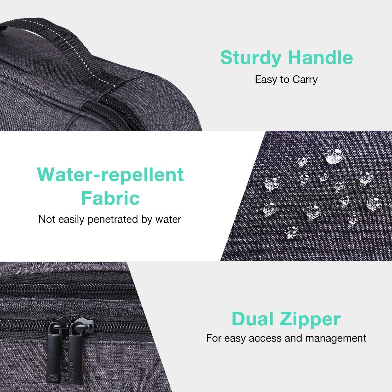 Electronic Organizer, Accessories Organizer Travel Double Layer Electronics Bag Large for 10.5 Inch Ipad Pro, Adapter, Cables, Black